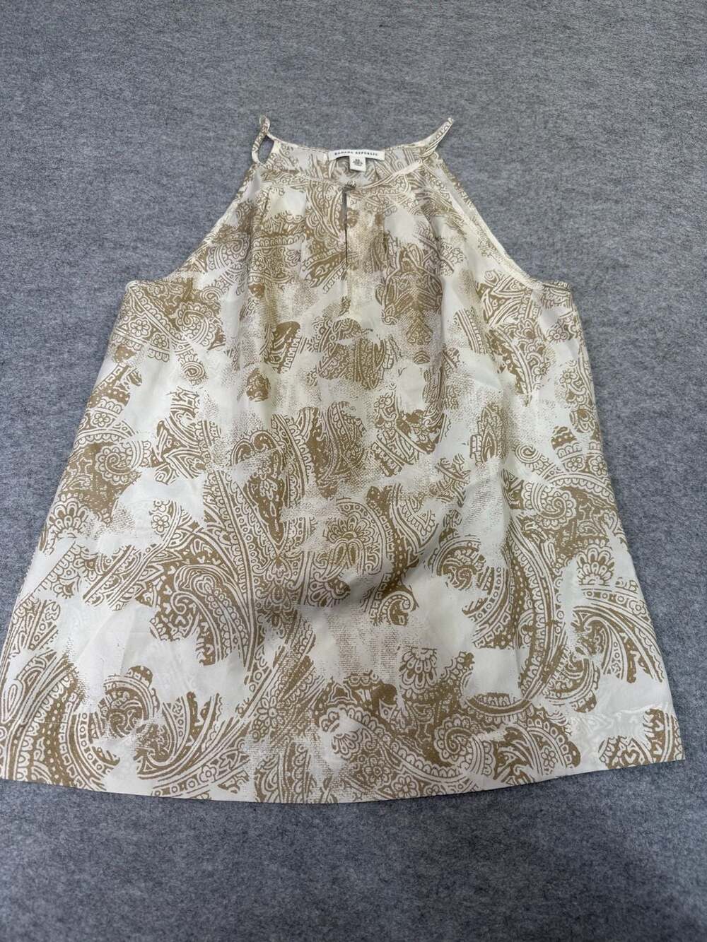 Banana Republic Silk Halter Top Size XS Beige Paisley Tank Blouse